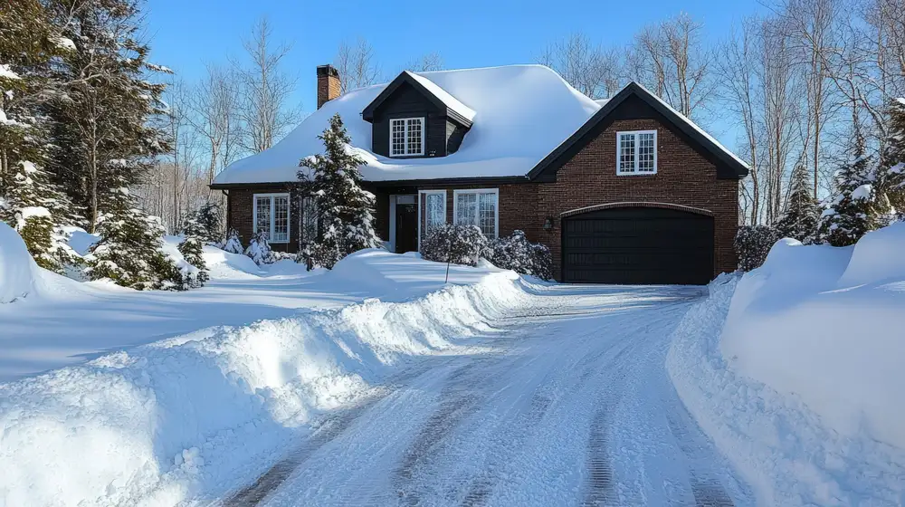 A cleared driveway after professional snow removal